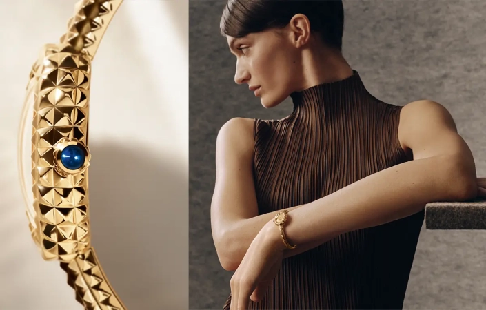 cartier-baignoire-clou-de-paris Cartier Baignoire Clou de Paris iz rumenega zlata z integrirano togo zapestnico